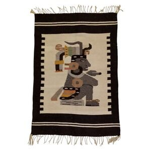 Vintage Authentic Native American - Aztec Tapestry Rug Cottage Vacation House